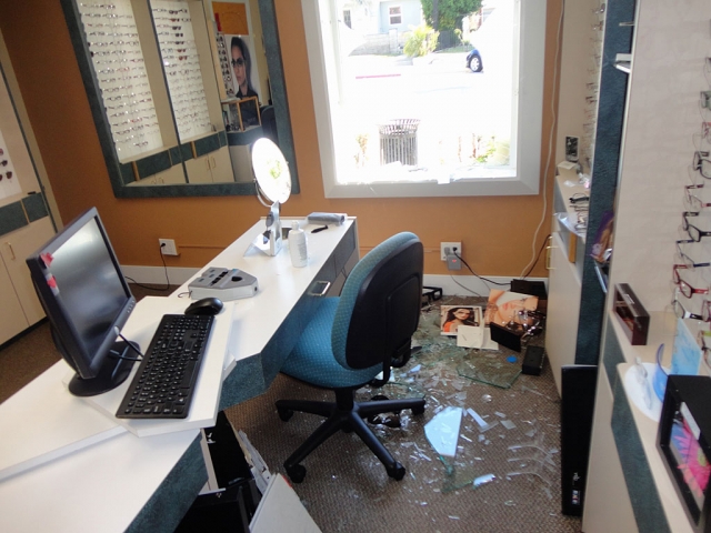 In the early morning of April 1, and unknown object was used to smash a window at the office of Heritage Valley Eye Care on Central Avenue, causing about $1000 worth of damage. The window, display case, and sunglasses were damaged but nothing was missing.