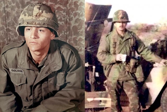 (l-r) Danny Golson, U.S. Army Spec. 4 Vietnam 1969–1970, who was named this year’s Veterans Day Parade Grand Marshal and Veterans Day guest speaker Frank Renteria. Parade to take place Friday, November 11th at 10am on Central Avenue.