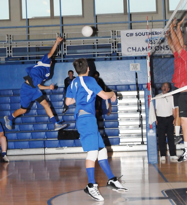 At Tuesday night’s games, Gera Avalo #9 “kills” the ball against Carpinteria. Avalo also broke the record for kills at 24. Fillmore eventually lost during the epic battle against Carpinteria, 3 games to 2, 19-25, 25-23, 23-25, 25-23, and 14-16.