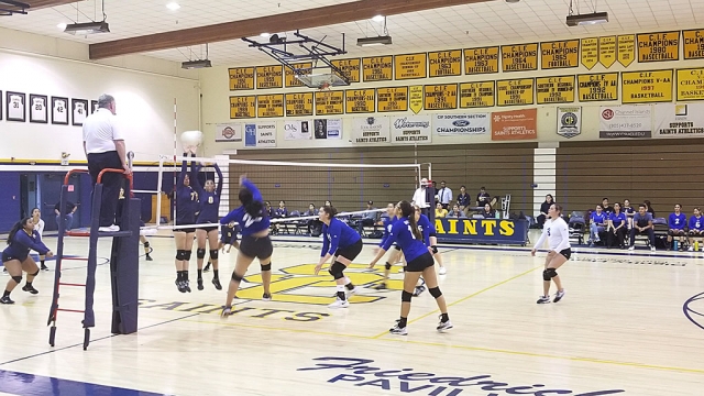 Thursday, August 29th Fillmore traveled to Santa Clara. Pictured is Flashes Varsity’s #24 spiking the ball at the Santa Clara players as they try to block.