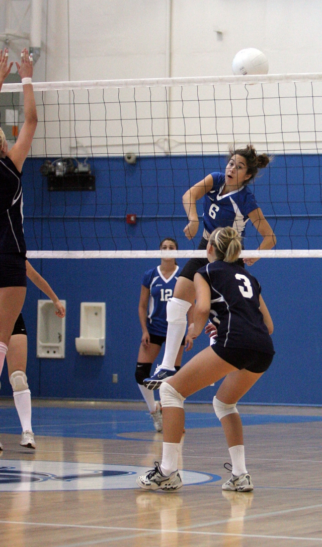 Rebecca Herrera spikes the ball against Frazier Mountain.