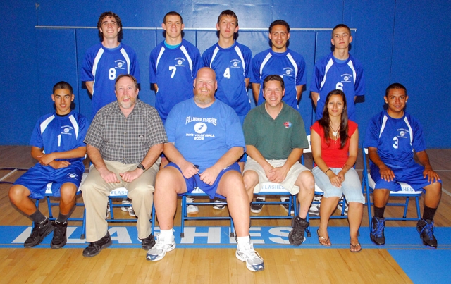 Pictured above is the 2009 Boys Volleyball Co-Champions. Top row: Vincent Ferguson, Noah Aguirre, James Farr, Chris De La Paz, and Erik Storey. Bottom row: Nathan Zavala, Coach Drew Ferguson, Head Coach Joe Woods, Coach Andy Aguirre, Stats Assistant Sunanda Thiyagarajah, and Miguel Alonso. The team has been in existence since the 2008 school year. The boys finished 10-2 in league and will continue to the first round of CIF playoffs this Friday at home against Glendale Adventist Academy at 4:00 p.m. Come out and support them.