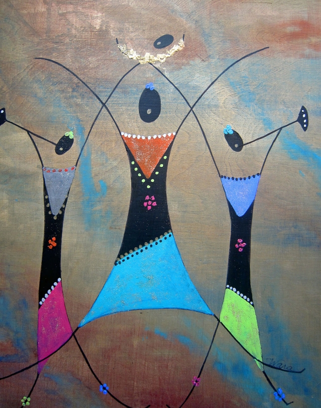 "Celebration" - Mixed Media on Wood Panel by Wana Klasen