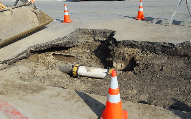 Above is another angle of how far the hole from the water line break went across Central Avenue. Crews worked through the night to have it back on line by 8:00 am New Year’s Day.