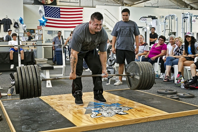 Chepe Lira, 1st Place in Dead Lift with 635 lbs. lifted. Overall winner with a grand total of 2,130 lbs. pushed and lifted.