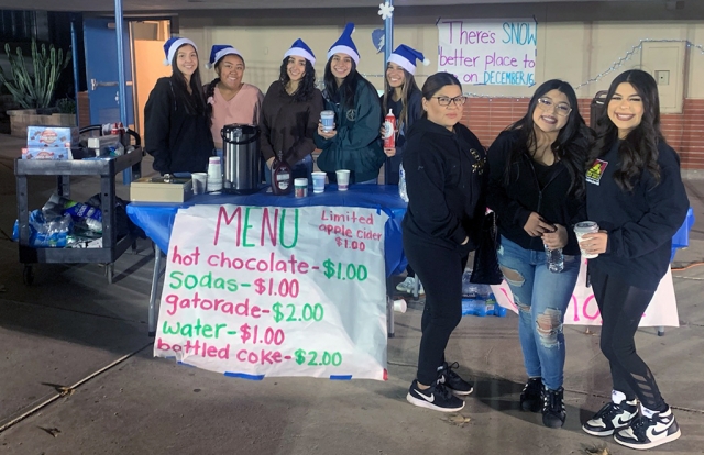 Fillmore High School presented their Winter Wonderland on the evening of Friday, December 16th in the campus quad, and what fun! There were many games with prizes (everyone was a winner!), Christmas music, bake sale, hot chocolate and drinks, tamales, taco truck and Mr. Softee and snow! (above) The hot chocolate crew with some happy customers.