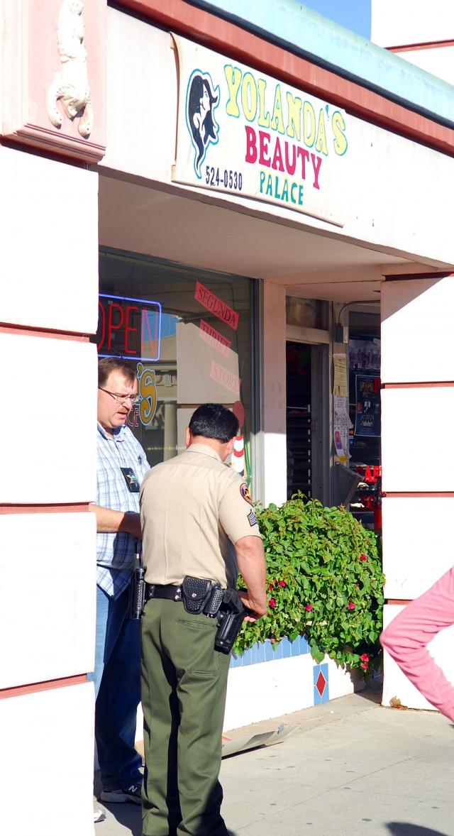 A Sheriff’s officer is shown outside Yolanda’s Beauty Palace, which was robbed Saturday, January 10th, at about 1:30 p.m. An adult male forced the solo victim to a room and stole a small amount of money, according to police reports. No weapon was shown. The incident is still under investigation.