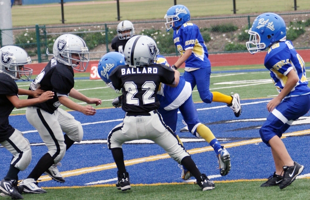 Corey Ballard #22 brings down his opponent last Saturday.