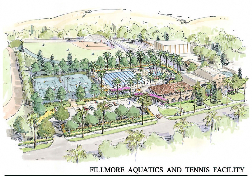 An artists rendering of the Fillmore Aquatics & Tennis Facility.