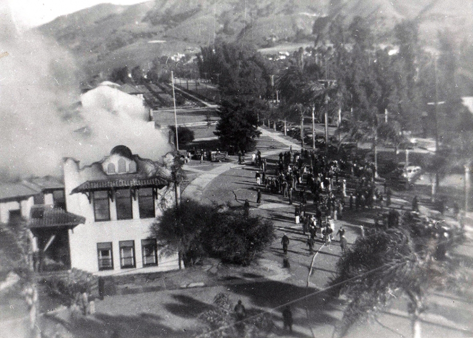 The 1937 Junior High School fire. The cause of the fire was unknown. Both high school and junior high students used the high school building for the next two years after the fire.