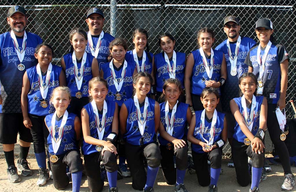 Fillmore 10U All-Stars Team (Top) Emma Estrella, Analisa Cabral, Sophia Alvarez, Aleena Camacho, Makayla Balboa, Desiree Cardona (Bottom) Delaney Vazquez, Erika Sanchez, Aryanne Munoz, Arianna Halcon, Livia Cabral, Sofie Aviles. Manager: Cali Venegas. Coaches: Cesar Camacho, Johnny Cabral and Pokey Sanchez.