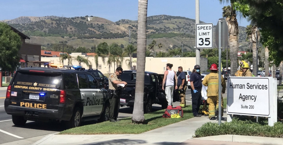 On May 7th, 2022, at 3:34pm, the Ventura County Sheriff ’s Department, Fillmore Fire and AMR Paramedics were dispatched to a traffic collision at B Street and Ventura/SR 126. Arriving fire crews reported two vehicle’s involved, a semi-truck and a
black Toyota Tact truck. One patient was transported to the hospital by ambulance, condition unknown. Cause of the crash is under investigation. Photo credit Angel Esquivel—AE News.