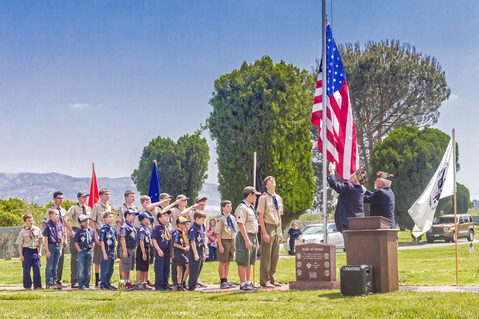 A Veterans Memorial Day service was held on Monday, May 25th at Bardsdale Cemetery. The event takes place every year, with many features including: Fly-Over, Missing Man Formation performed by the 805th Navion Squadron, David Swett, Lead and Kurt Young, Element Leader, David Vanoni, Element Wing, and Eric Johnson, Wing; Opening Remarks by Scott Lee, Presidetn-Board of Trustees Presentation of Colors, Veterans of Foreign Wars, Fillmore Post 9637; Pledge of Allegiance, Boy Scout Troop #406 and Cub Scout Troop #3400; Special music by Bardsdale Methodist Church Choir; Memorial Day Message by Ed W. Campbell, President Residents Allied Council, Ventura Veterans Home; Placing of Wreath by Jim Rogers; Memorial Service by Rev. Bob Hammond, St. Stephens Anglican Church; Reading of Names of Those Who Died in the Service of our Country by VFW Service Officer Jim Mills; Volly by Honor Guard VFW; Taps by Bob Thompson; Conclusion of Service was the release of doves, Garcia Mortuary. A special thank you to the Boy Scouts and Bardsdale 4H for placing and removing flags, and Chapter GY PEO for furnishing cookies. Photos courtesy Bob Crum.