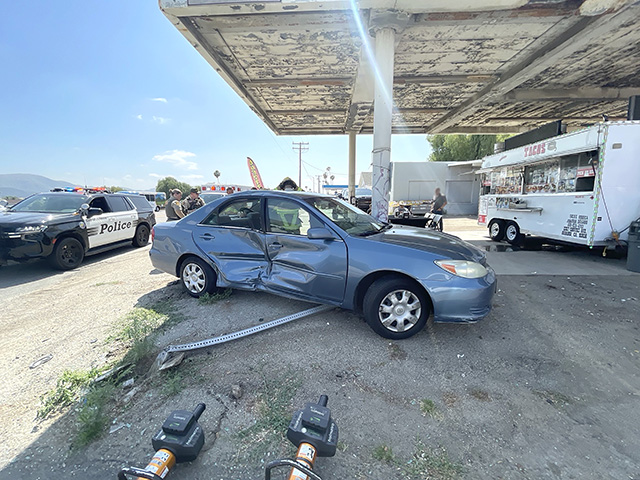 On Thursday, May 14, at approximately 2:55 p.m., Fillmore Police Department, Fillmore City Fire, and AMR Paramedics responded to a reported traffic collision at Ventura Street and Saratoga Street. Upon arrival, firefighters located two vehicles involved in the crash, with one driver still inside the vehicle. Fire personnel and paramedics assisted the patient who was transported to a local hospital, condition unknown. Cause of the crash is under investigation. Photo credit Angel Esquivel.