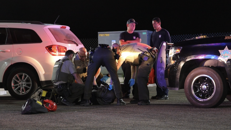 On Sunday, July 2, 2023, at 12:20am, VC Sheriff’s K-9 unit from Fillmore Patrol Services responded to a call at the Arco gas station off highway 126 in Piru. Police contacted a subject for stealing a vehicle; subject became confrontational with deputies once told he was being placed under arrest. He was subsequently arrested for a stolen vehicle, resisting an officer with force, resisting arrest, possession of a controlled substance, and possession of drug paraphernalia. No additional information is available at this time. Photo credit Angel Esquivel-AE News. Video can be viewed at (@esquivelphotography_) Instagram page. 