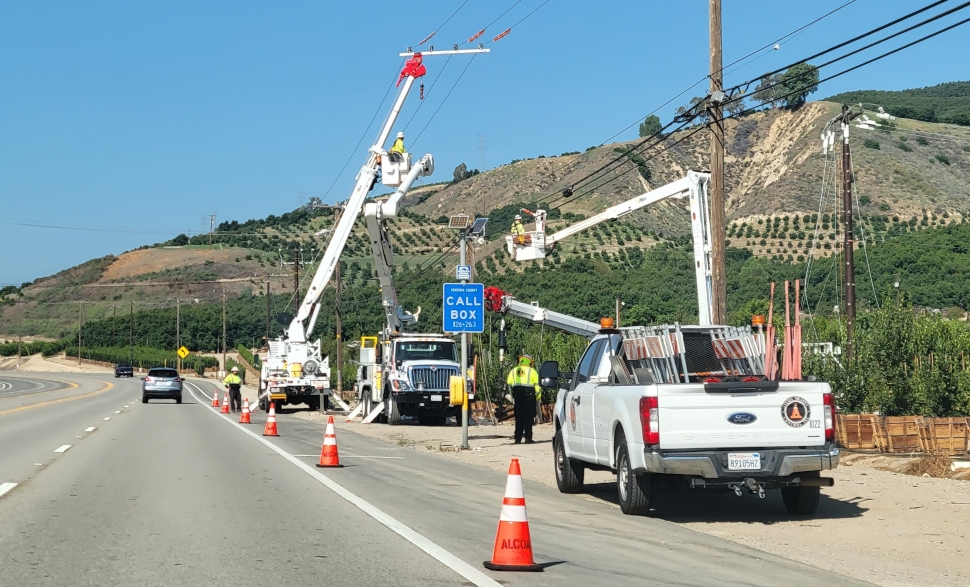 On Tuesday morning, September 19, crews were spotted along Highway 126 near Norman’s Nursery working on multiple power lines. 