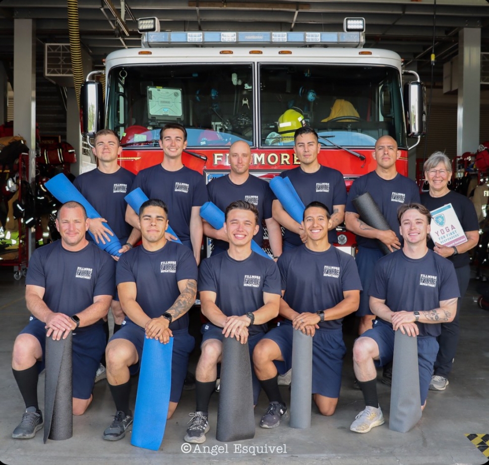 Pictured above is the Fillmore Fire Academy First Yoga For First Responders® Class of 2025. Back row (l-r): Groeneveld, Caron, Seckman, Martinez, Gomez, and Lisa Hammond (YFFR instructor). Front row (l-r): Wilcox, Arias, McCourt, Medina, and Sheppard. Photo credit Lisa Hammond.