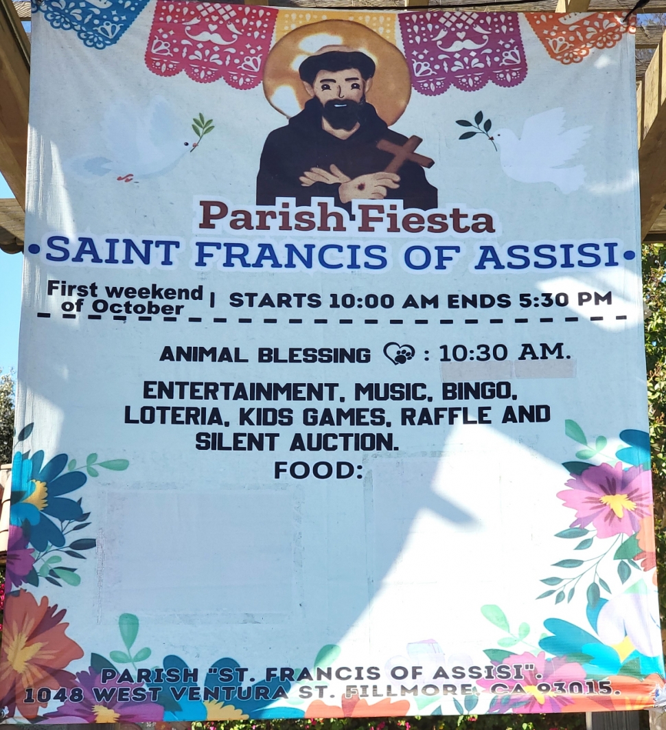 St. Francis of Assisi Catholic Church will be celebrating its Annual Parish Fiesta on Sunday, October 5th, 10am to 5:30pm. Entertainment, music, bingo, loteria, kids’ games, raffle and a silent auction make the day a fun-filled one. Good food and drink top it all off!! Bring the family and enjoy the fiesta!