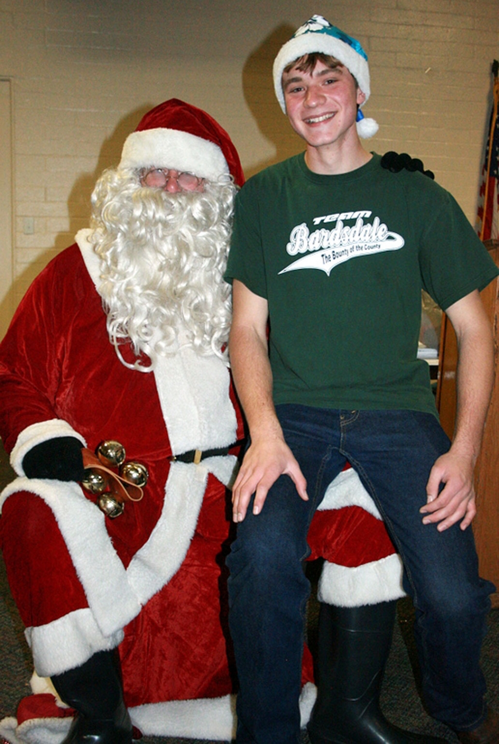 Bardsdale 4H President Timmy Klittich enjoyed visiting with Santa at the club Christmas party.