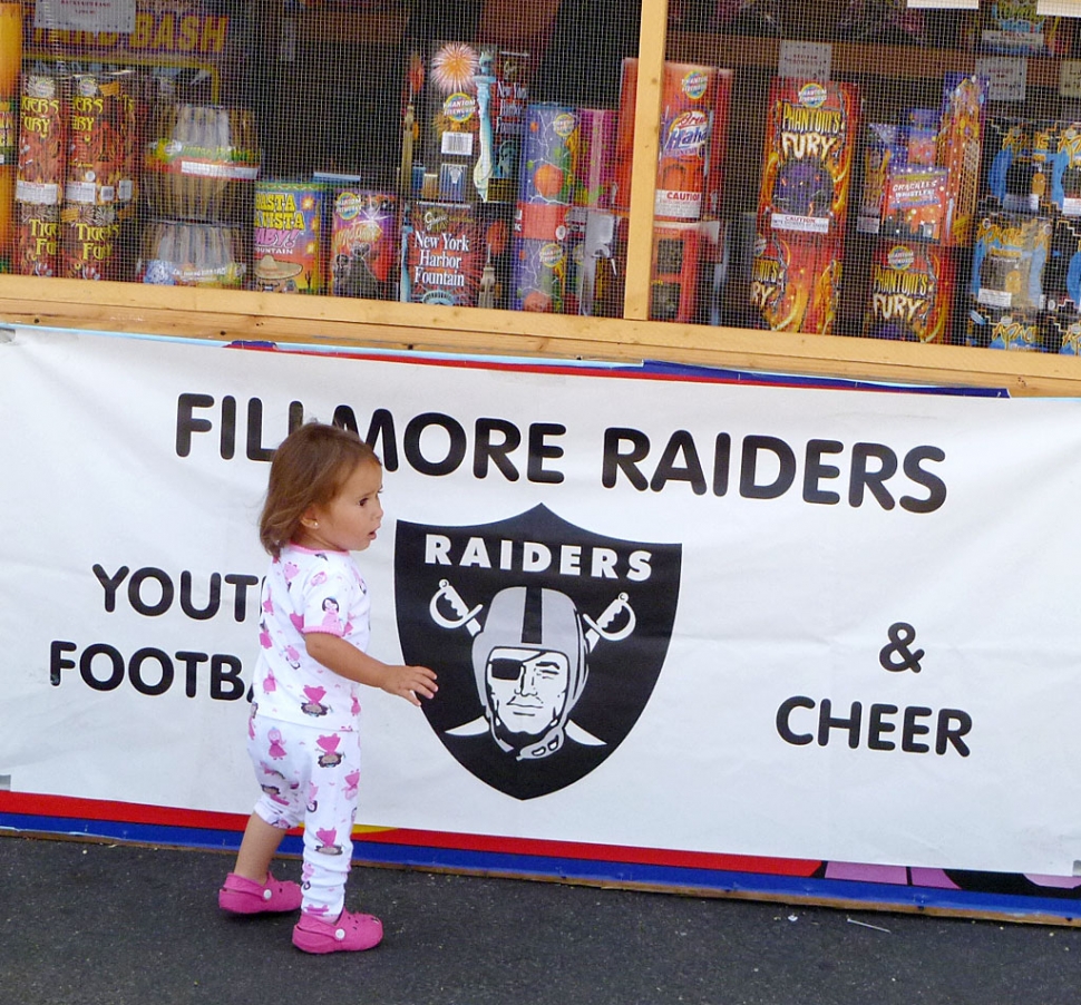 A last minute fireworks shopper visits the Raiders’ booth on July 4th.
