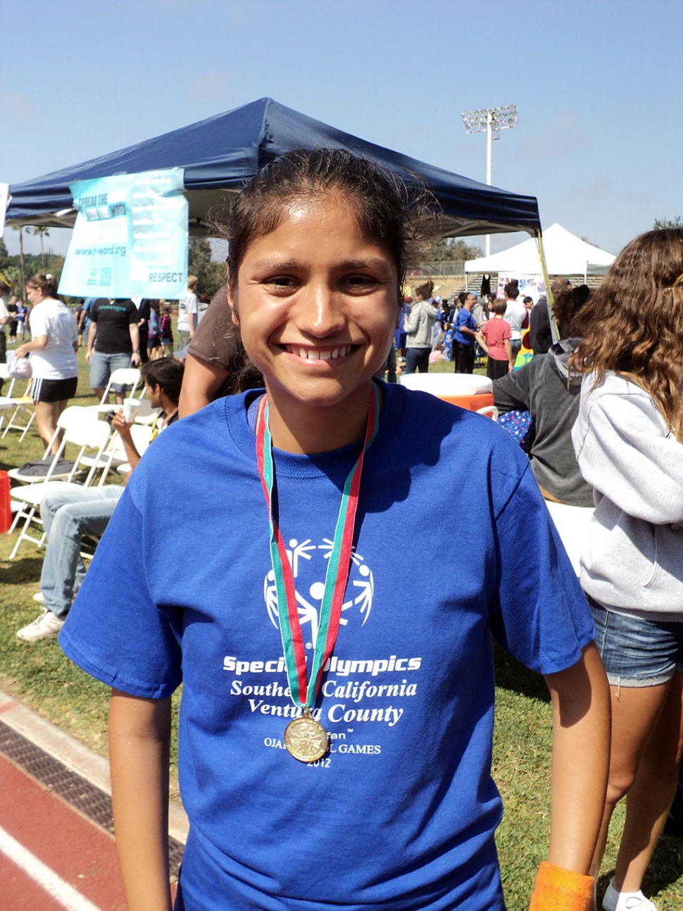 On June 9 & 10th at Long Beach University, the 2012 Special Olympics Summer Games were held. (Above) Anna Maldonado, 18 of Fillmore, participated in the event. Maldonado brought home three gold medals (1500 M Run, 800 M Run, and Long Jump). In May, Maldanado participated in three other events, held in La Crecenta, Agoura, and William S. Hart, bringing home three gold medals in each heat.