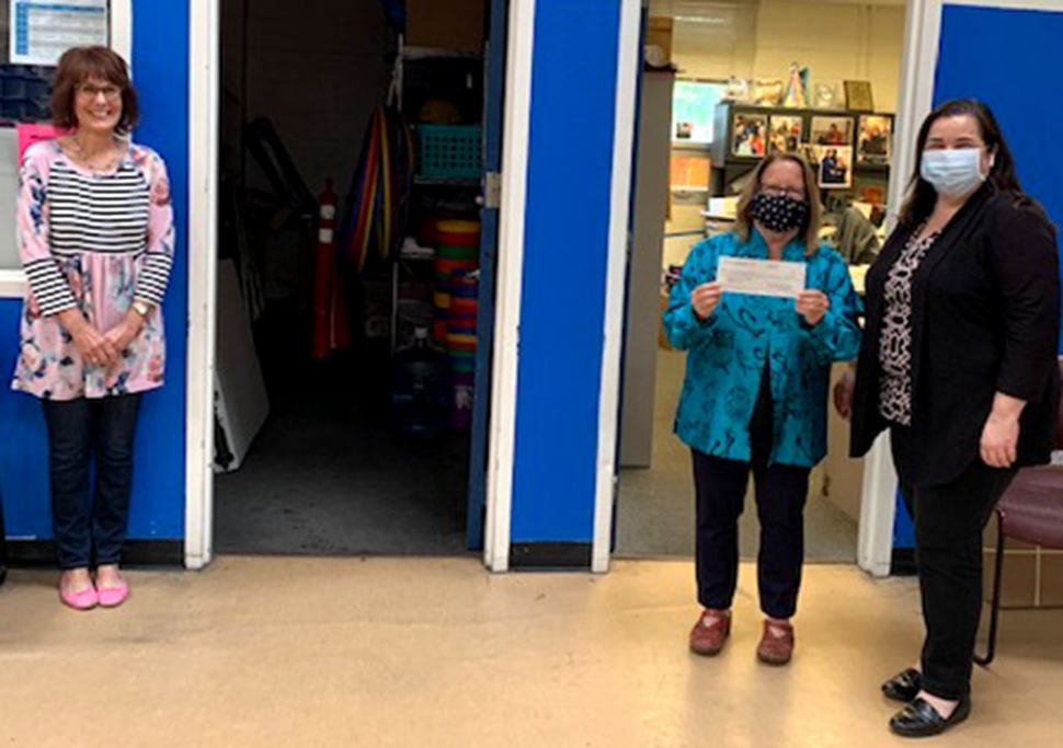 The Boys & Girls Club of Santa Clara Valley received a grant of $26,000 from the Santa Clara Valley Wellness Foundation (SCVWF) to purchase sanitizing supplies for three sites to reopen, which are currently closed due to the COVID-19 pandemic. Pictured is Gloria Camarillo, President of SCVWF, Jan Marholin, CEO BGCSV, and Mary Deines, Treasurer SCVWF. Photo courtesy BGCSV.