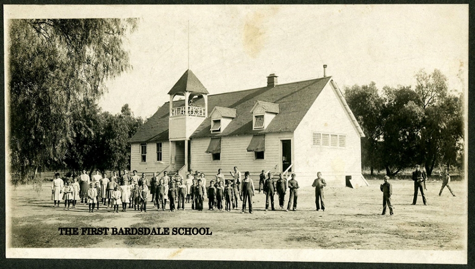 The First Bardsdale School. The contract for construction of the school was given to Mr. O.J. Goodenough who was to build and furnish the school for $1,397. Photos Courtesy Fillmore Historical Museum.