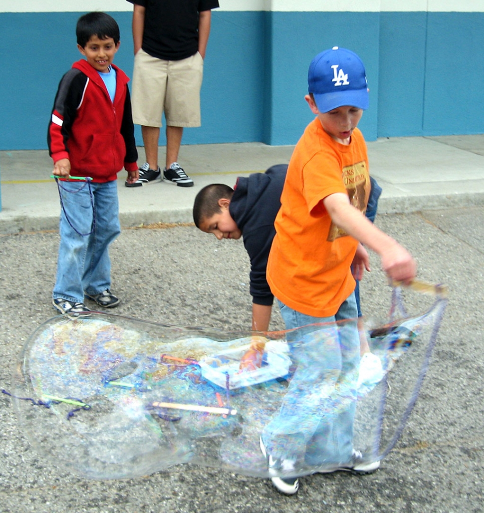 John Chavez and Luke Myers experimenting with bubbles.