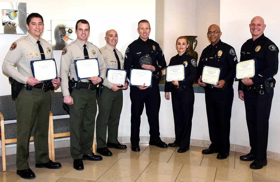 Pictured above are those were nominated for this year’s CIT Officer of the Year Award (l-r) Deputy Justyn Czyrklis (VCSO- Thousand Oaks PD), Deputy David Mancini (VCSO- Fillmore PD), Deputy Greg Lindsay (VCSO- Camarillo PD), Corporal Dean Cole (Ventura PD), Officer Nora Starna (Port Hueneme PD), Officer Walter Harper (Santa Paula PD), Officer Gene Colato (Simi Valley PD).
