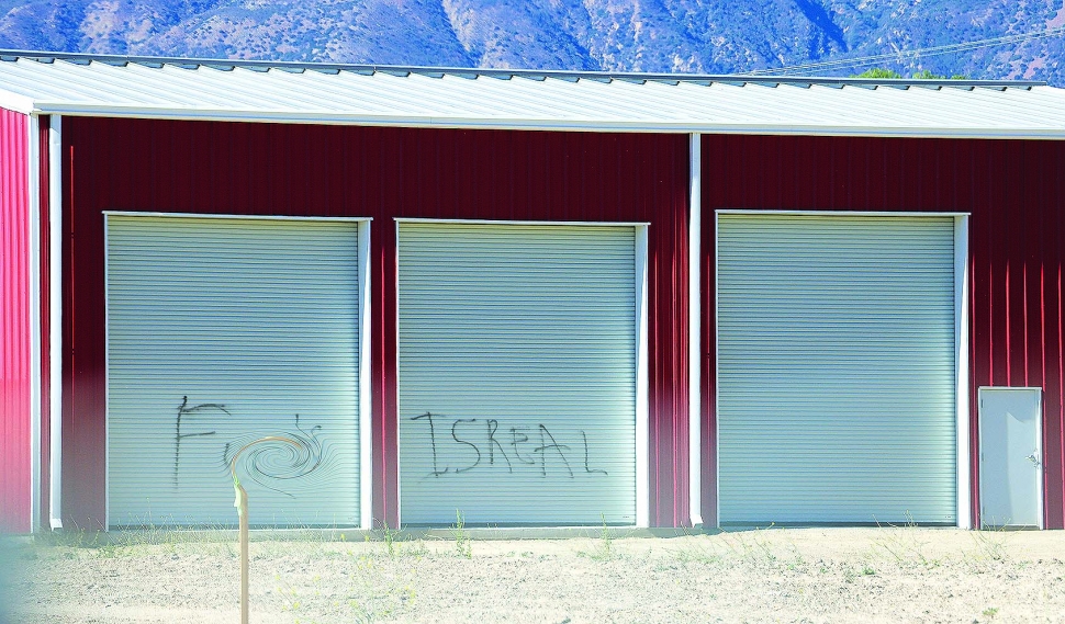 Fillmore has just experienced its first (and hopefully last) example of anti-Semitism. On Thanksgiving Day no less, some ignorant halfwit expressed his hatred for the Jewish people by trespassing over a boundary fence to paint “F... Isreal” [sic] on a newly constructed building across from the El Dorado Mobile Home Park. A note to the racist: You misspelled the word Israel! You must be a Hamas thug. Don't you know that you have collected a curse for your action?