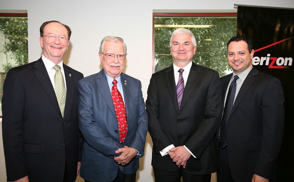 (l-r) President Richard R. Rush, Hank Lacayo, Tim McCallion, President of the West Region for Verizon and Jesus Torres, Director of Strategic Programs for Verizon.