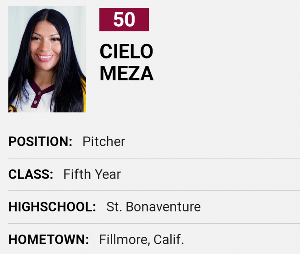 Cielo Meza, #50, Pitcher for Arizona State University Sun Devils.