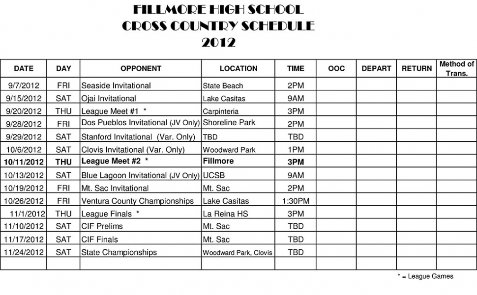 Flashes Cross Country Schedule The Fillmore Gazette