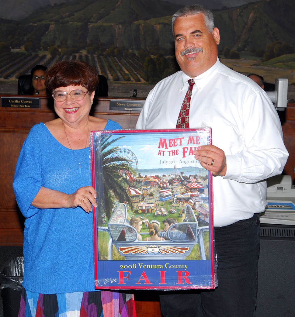 The new 2008 Ventura County Fair poster was presented to Mayor Steve Conaway during Tuesday’s regular City Council meeting.