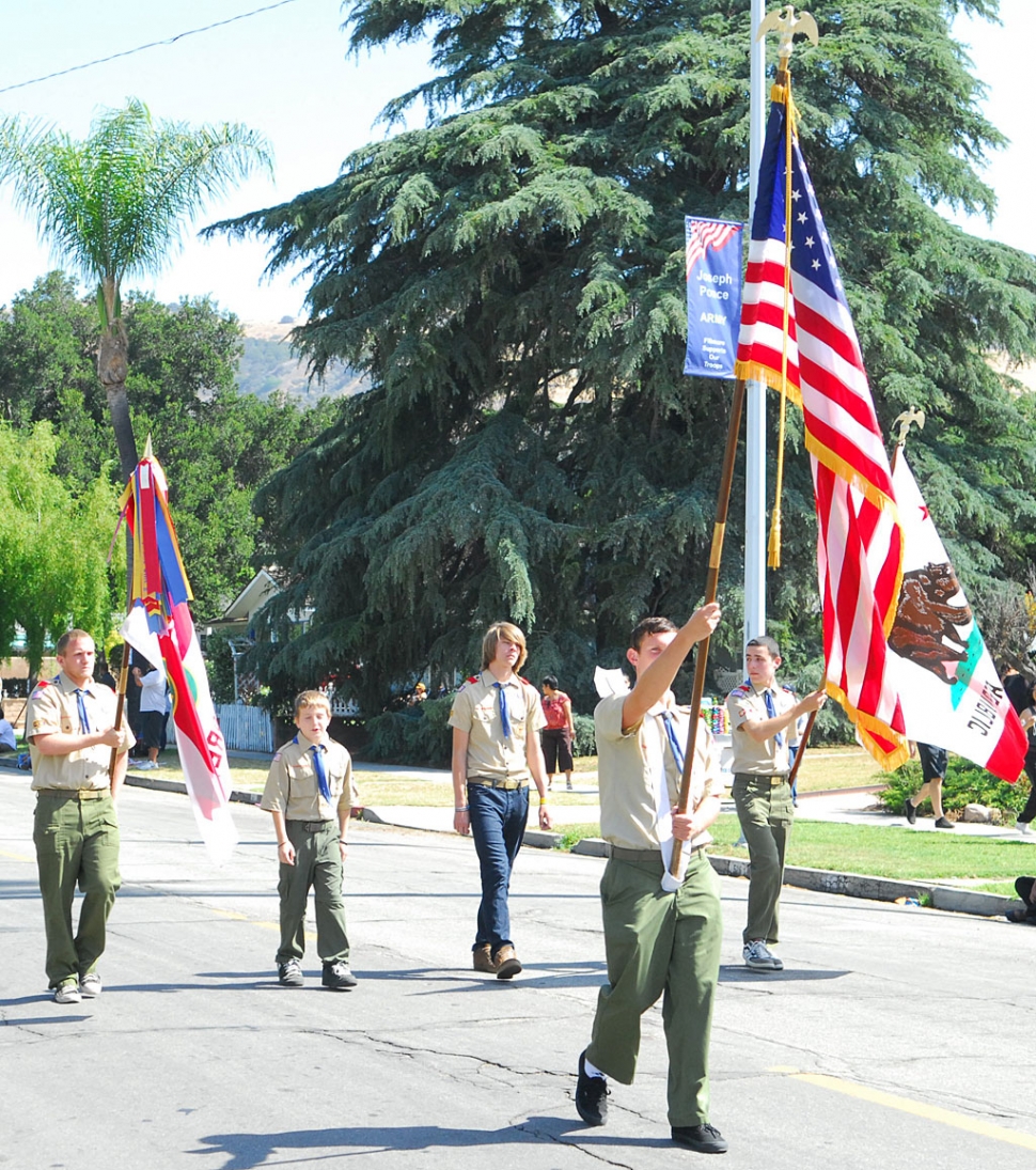 Boy Scout Troop #406 marched in Saturday’s May Festival Parade. This year’s parade had about 40 entries.
