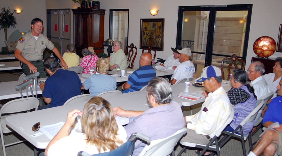 Fillmore Chief of Police Tim Hagel, with Sgt. Dave Wareham, and retired Deputy Max Pina, addressed the newest Citizen’s Academy at the ParkView Apartments. The Academy provides in depth information on the Ventura County Sheriffs Department, with its many specialized responsibilities.