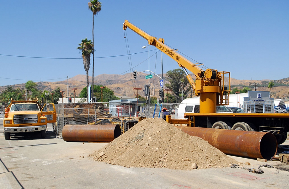 The southern end of Central Avenue is now closed off during the construction of the storm water drain. Considering the size of the job, construction has proceeded quickly. The most difficult and time-consuming part will be the construction of the drain beneath Highway 126.