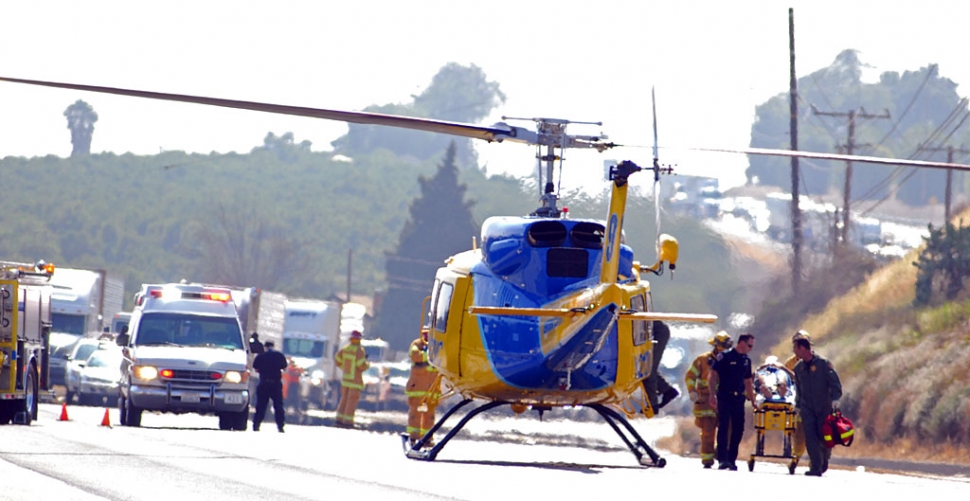 At 3:25 p.m., Tuesday, a Suzuki motorcycle struck a three-quarter ton Dodge pickup on Highway 126 at Cavin Road. According to one witness, the motorcycle was traveling at a high rate of speed, eastbound, before striking the truck. The driver of the truck was attempting a left turn, heading westward. The motorcycle driver was thrown from his bike and the bike traveled for a considerable distance after the collision. The biker was airlifted from the scene with undisclosed injuries.