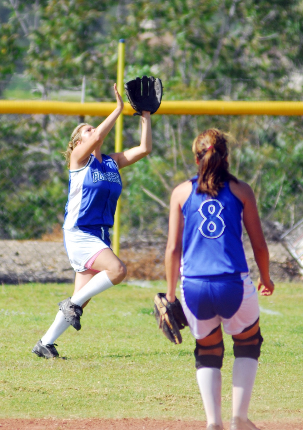 Tiffany Gonzales makes a great catch in right field.