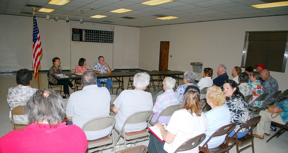 About two dozen senior citizens attended an impromptu meeting, Monday, May 19th, at the Fillmore Senior Center to voice their concerns over dwindling activities and financial accountability regarding the center budget and use of funds. Many complained to City Finance Director Barbara Smith, Community Services Supervisor Annette Cardona, and Senior Center Board Member Bill Burnett that the center needed to seek more funds and schedule more activities.