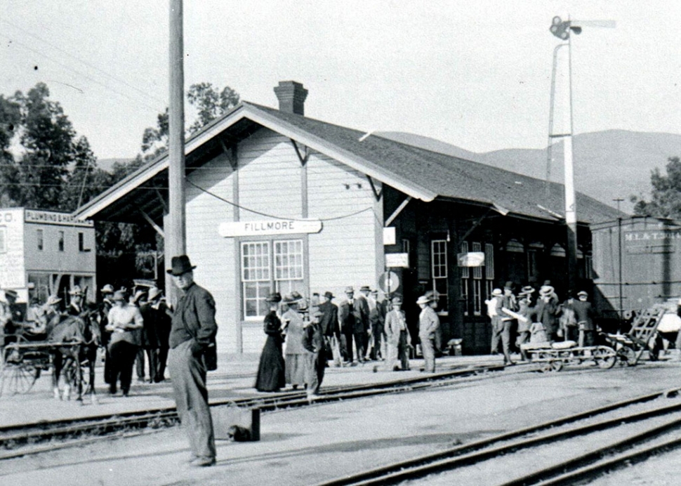 The Fillmore Train Depot back in 1910 during its heyday. Photos courtesy Fillmore Historical Museum.