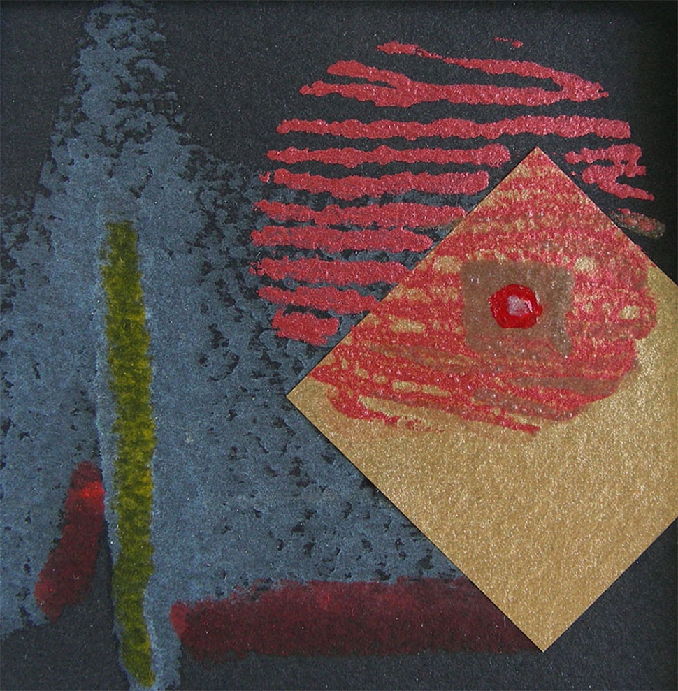 Southwest II by Karen L. Brown, encaustic (wax) monoprint with chine colle, (2007) will be in the Small Images Exhibit.