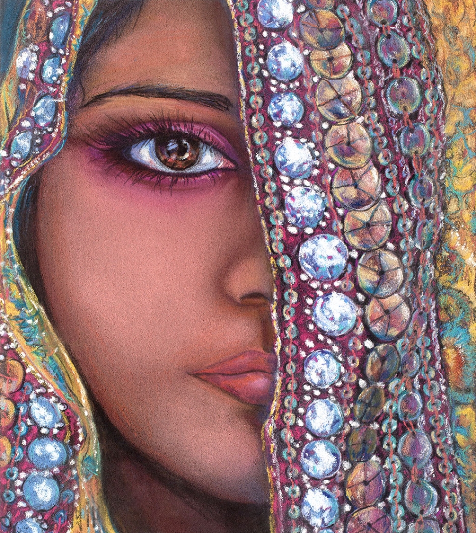 Indian Beauty, pastel, by Tasia Erickson