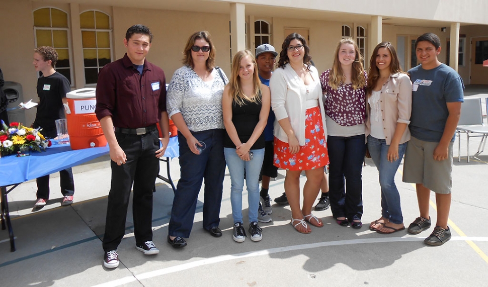 Far left Jonathan Brewer, then group Jacob Brooks, Kristen Laber, Ann McKnight, Joshua Sandoval, Bailey Rinaldi, Chloe Richardson, Jessica and Michael Mayhew