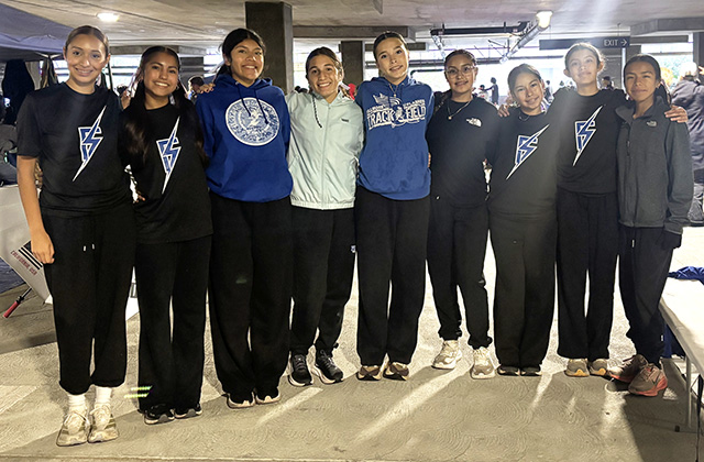 On Saturday, November 15, the Varsity Fillmore Girls Cross Country Team competed at the Division 4, CIF Southern Section Prelims at Mt. San Antonio College in Walnut, California. Pictured above is the Varsity Fillmore Girls Team which finished in 7th: (l-r) Marbella Arroyo Tapia, Melanie Martinez, Melanie Flores, Andrea Gamez, Michelle Setty, Valeria Mendez Munoz, Mariana Elvira, Gabriela Lopez, and Camila Rodriguez. Photo credit Head FHS Cross Country Coach Kim Tafoya.