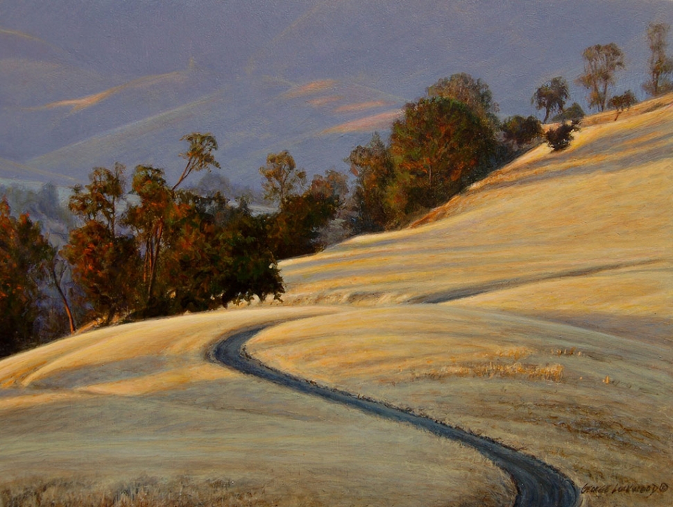 “Figueroa Shadows” by George Lockwood, acrylic on board, 9” x 12”, Collection of the artist. 