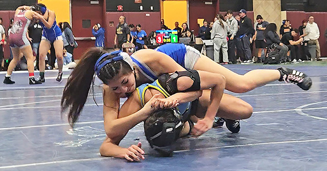 Pictured is Flashes Senior co-captain Skyla Sandoval also went 2-2 at 135 pounds.