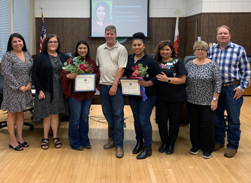 At the October 4th, 2022 Fillmore Unified School District Board of Trustees meeting, Preschool Director Lorena Ramos presented an update to the 2022-2023 Universal Pre-Kindergarten Programs and recognized two staff members who were nominated by their peers for their great work. Office Manager Amelia Dominguez was recognized for her dedication to her job, and always being available for support when needed. One of the parents said, “She made me feel like family.” Instructional Assistant Gloria Olivares-Fernandez was recognized for her charismatic personality, being easy-going and good with children, and overall good to work with.