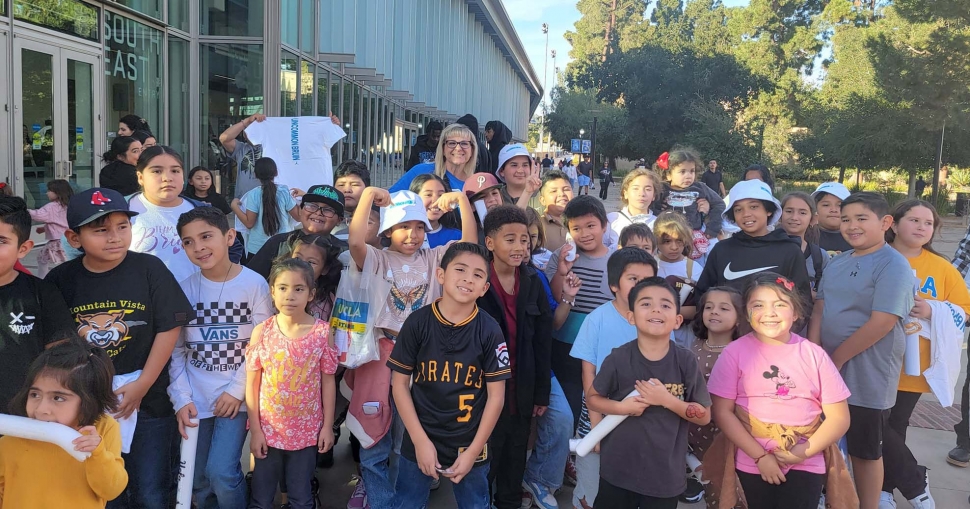 UCLA’s “I’m Going to College” program couples the excitement and tradition of UCLA athletic events with a message about the importance of higher education. Mountain Vista Elementary Principal Christine McDaniels said, “Mountain Vista Elementary Wildcats were in Bruin Country today! We went to UCLA’s ‘I’m Going to College’ event. Students learned about the importance of going to college, watched a great women’s basketball game, and had a fabulous experience!” Courtesy  https://www.facebook.com/photo?fbid=874448848014880&set=pcb.874449571348141.