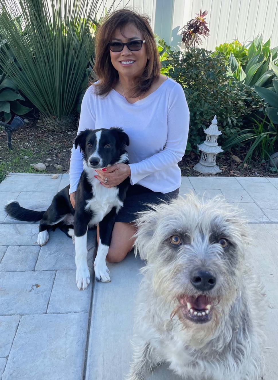 Pictured l-r is Pip, Carina Montoya and Scruffy. Photo credit Danny Haro.